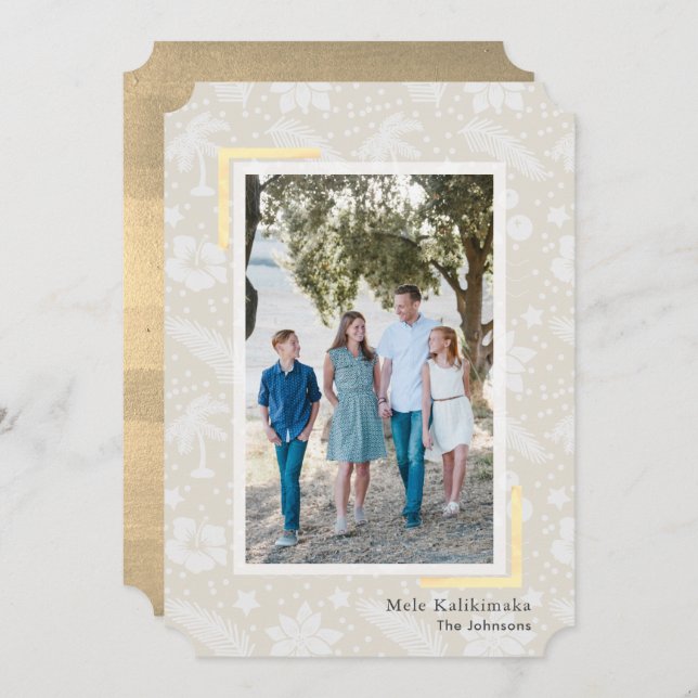 Tarjeta de vacaciones fotográfica Mele Kalikimaka  (Anverso / Reverso)