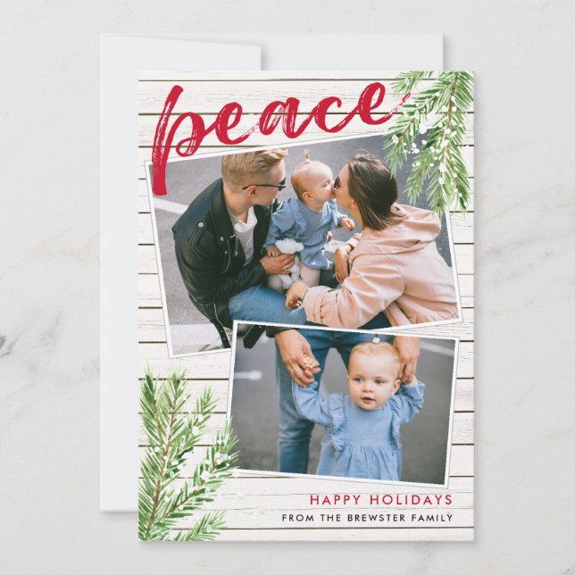 Tarjeta de vacaciones fotográfica Peace, Snowy Eve (Anverso)