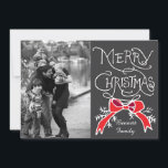 Tarjeta de vacaciones fotográficas: Chalkboard Fel<br><div class="desc">Tarjeta de vacaciones fotográficas: Chalkboard Rustic Red Bow Photo Merry Christmas Photography © Storytree Studios,  Stanford,  CA</div>