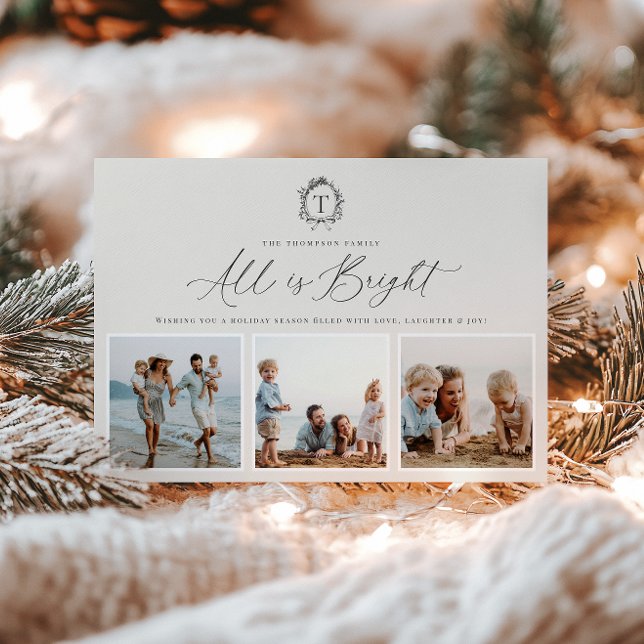 Tarjeta de vacaciones fotográficas de Monograma Bo (Subido por el creador)