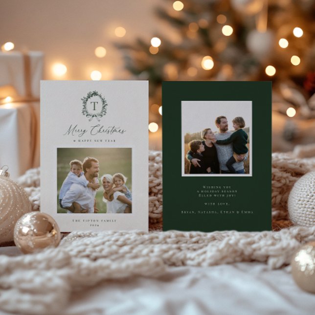 Tarjeta de vacaciones fotográficas de Monograma Bo (Subido por el creador)