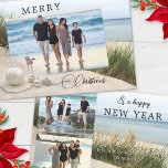 Tarjeta de vacaciones Fotos Beach Collage Navidade<br><div class="desc">Una elegante tarjeta de vacaciones para Navidades con 3 fotos de sus propios personalizados sobre un diseño de playa. En la parte trasera también puedes añadir tus deseos de Año Nuevo.</div>