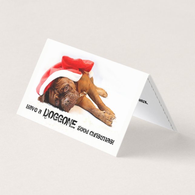 Tarjeta de vacaciones francesa Mastiff Doggone (Anverso)