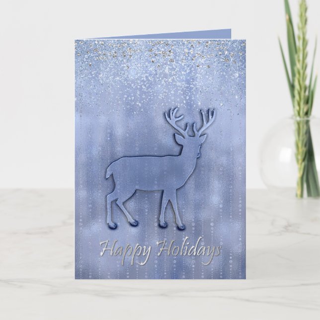 Tarjeta de vacaciones Frosty Deer Silhouette (Anverso)
