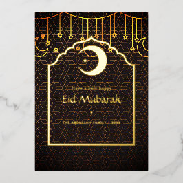 Tarjeta de vacaciones geométrica Eid Mubarak Relie