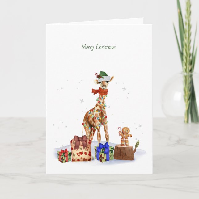 Tarjeta de vacaciones Giraffe para navidades (Anverso)
