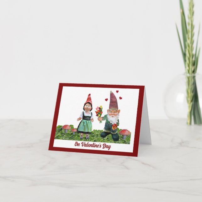 Tarjeta de vacaciones Gnome de San Valentín (Anverso)