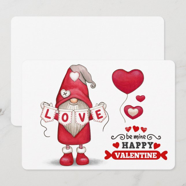 Tarjeta de vacaciones Gnome Valentines (Anverso / Reverso)