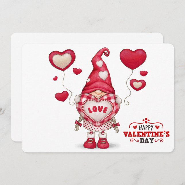 Tarjeta de vacaciones Gnome Valentines (Anverso / Reverso)