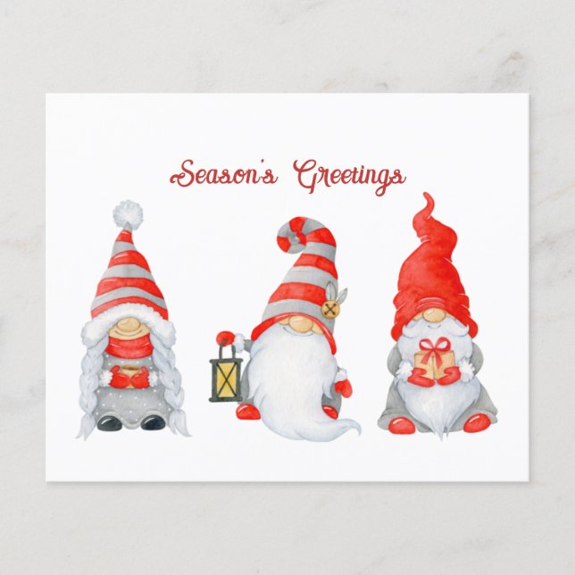 Tarjeta de vacaciones Gnomes para Navidades de pre (Anverso)