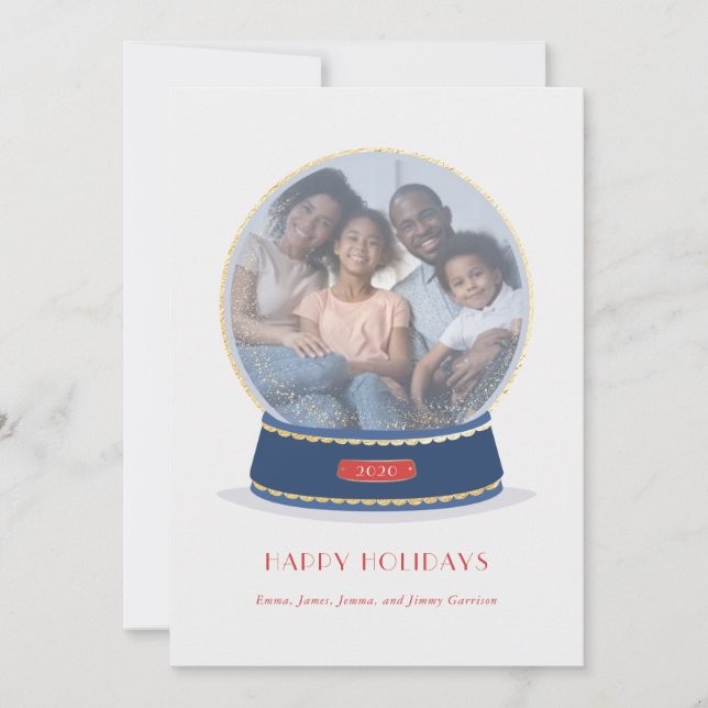 Tarjeta de vacaciones Gold Glimmer Snow Glass (Anverso)