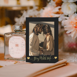 Tarjeta de vacaciones Gold Hearts Black Photo