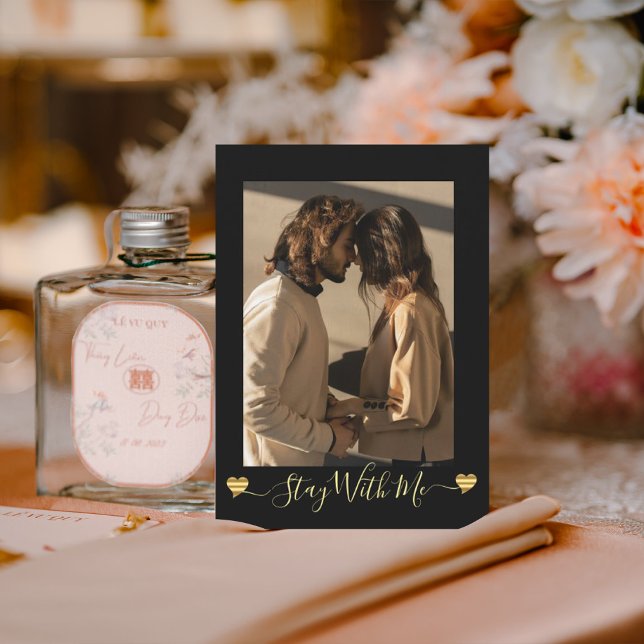 Tarjeta de vacaciones Gold Hearts Black Photo (Subido por el creador)