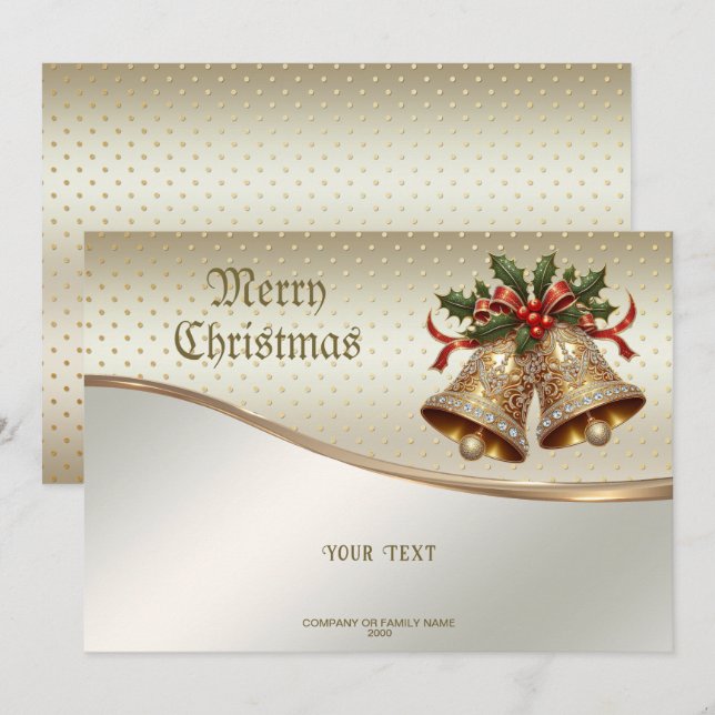 Tarjeta de vacaciones Gold Navidades Bells (Anverso / Reverso)