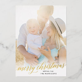 Tarjeta de vacaciones Gold Script Merry Christmas 