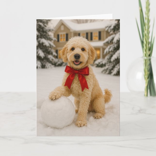 Tarjeta de vacaciones Golden Doodle (Anverso)