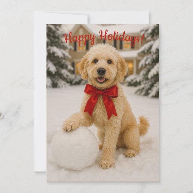 Tarjeta de vacaciones Golden Doodle (Anverso)