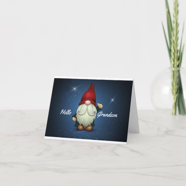 Tarjeta de vacaciones Grandson Gnome Navidades (Anverso)