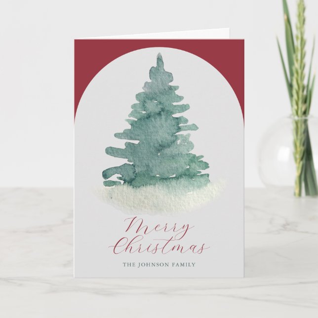 Tarjeta de vacaciones Green Christmas Tree de Gray (Anverso)