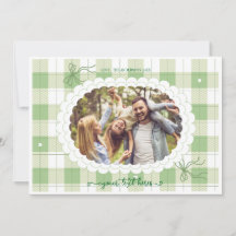 Tarjeta de vacaciones Green Gingham Plaid Personal