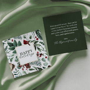 Tarjeta de vacaciones Green Navidad Greenery and B