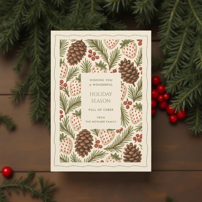 Tarjeta de vacaciones Green Red Whimsical Watercol (Subido por el creador)