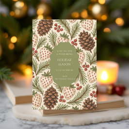 Tarjeta de vacaciones Green Red Whimsical Watercol