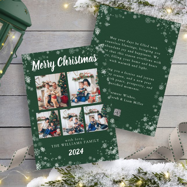 Tarjeta de vacaciones Green Snow Flake (Green Snow Flake Holiday Card
)