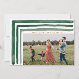 Tarjeta de vacaciones Green Watercolor Strips