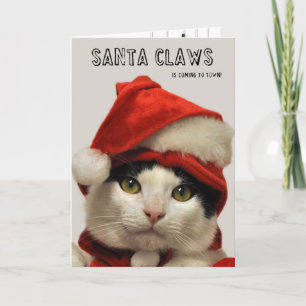 Tarjeta de vacaciones Greyfoot Cat Rescue Santa Cl