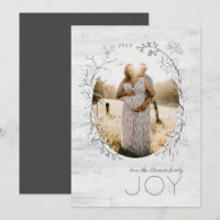 Tarjeta de vacaciones gris de marco ovalado de esb