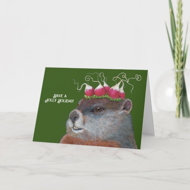 Tarjeta de vacaciones Groundhog (Anverso)