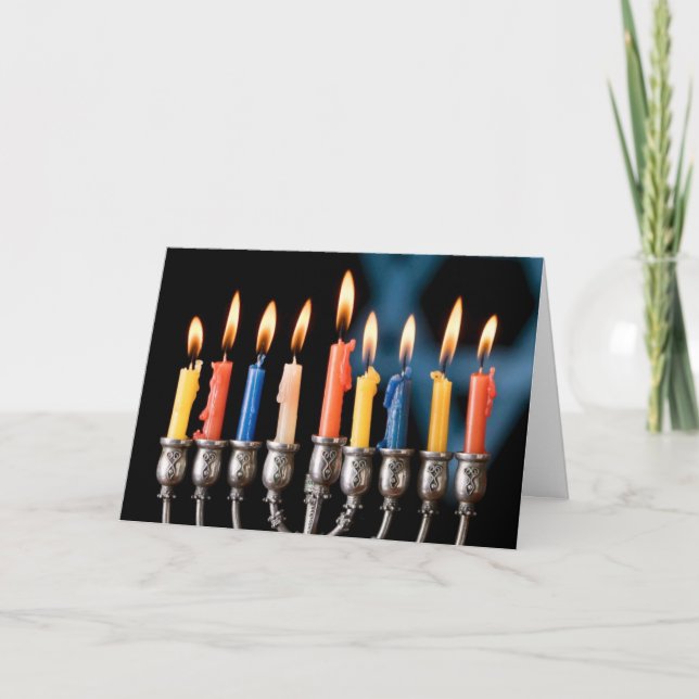 Tarjeta de vacaciones Hannukah Menorah (Anverso)