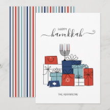 Tarjeta de vacaciones Hanukkah Gifts & Menorah