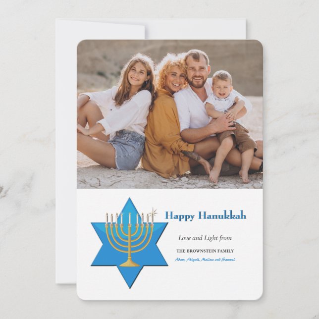 Tarjeta de vacaciones Hanukkah Light and Love Phot (Anverso)