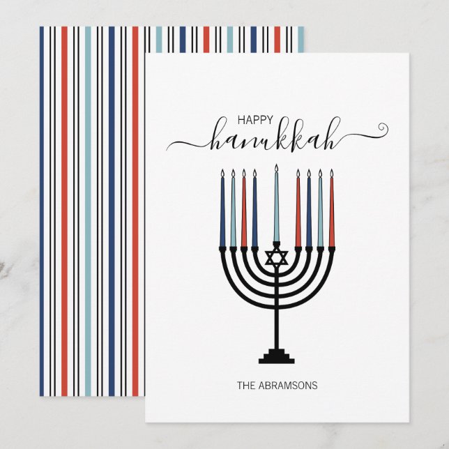 Tarjeta de vacaciones Hanukkah Menorah (Anverso / Reverso)