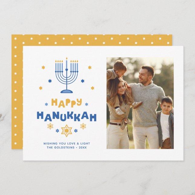 Tarjeta de vacaciones "Happy Hanukkah" (Anverso / Reverso)