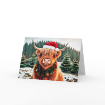 Tarjeta de vacaciones Highland Cow