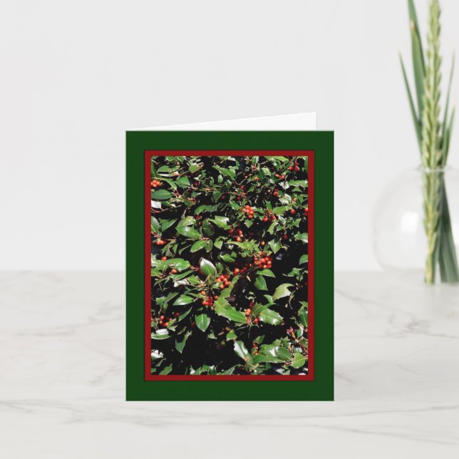 Tarjeta de vacaciones 'Holly & Berries' - "Feliz N (Anverso)