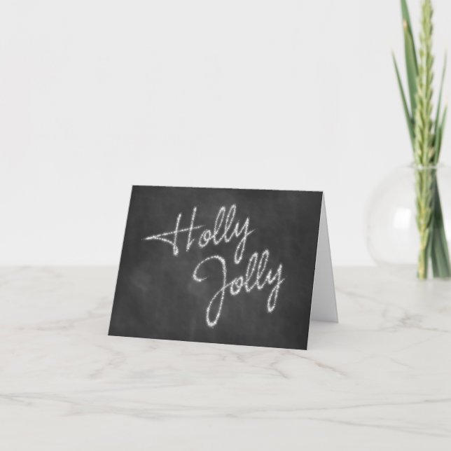 Tarjeta de vacaciones Holly Jolly Chalkboard (Anverso)