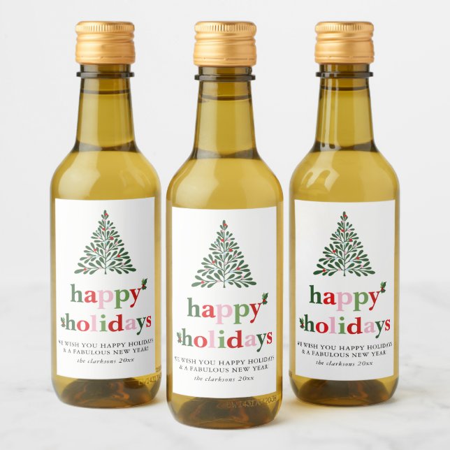 Tarjeta de vacaciones Holly Merry y Bright (Botellas)