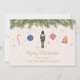 Tarjeta de vacaciones horizontal plana y nutcracke