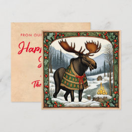Tarjeta de vacaciones Hygge Winter Moose