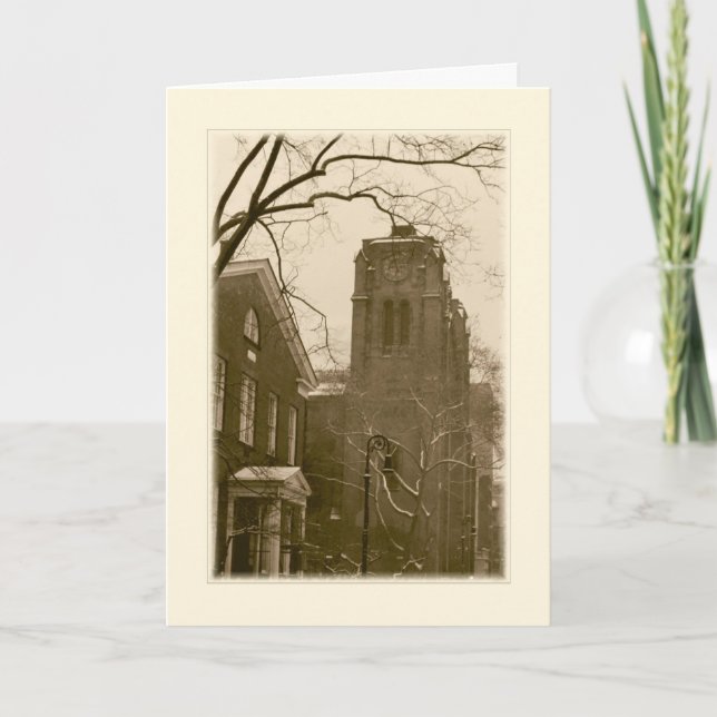 Tarjeta de vacaciones 'Iglesia de Invierno (NYC)'  (Anverso)