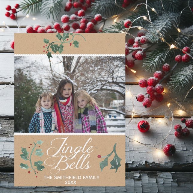 Tarjeta de vacaciones Jingle Bells Photo Card (Subido por el creador)