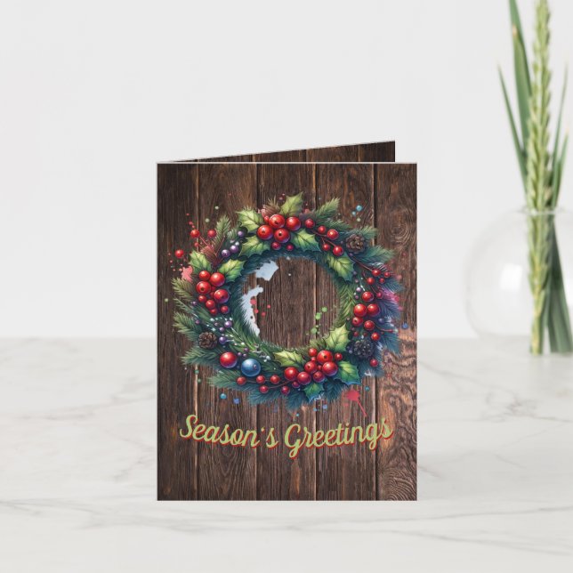 Tarjeta de vacaciones Joyous Wreath (Anverso)