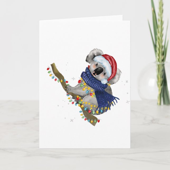 Tarjeta de vacaciones Koala para navidades (Anverso)