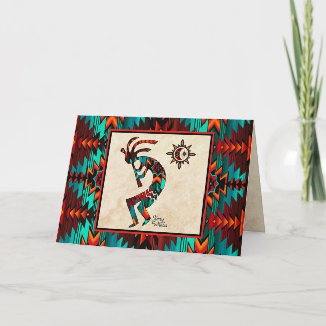 Tarjeta de vacaciones Kokopelli del Suroeste (Anverso)