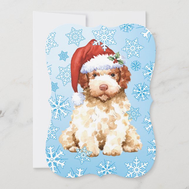 Tarjeta de vacaciones Lagotto Romagnolo para navid (Anverso)