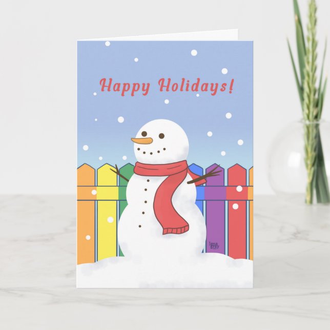 Tarjeta de vacaciones LGBTQ Snowman (Anverso)